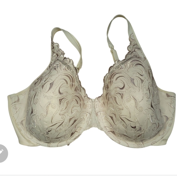 Playtex White beige embroidered underwire Bra 38DD side smoothing - Picture 4 of 5